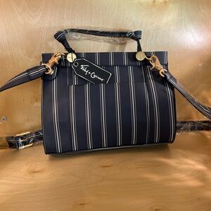 Foley + Corinna Dione Satchel Slumber Stripe bag. Vegan leather. Blue purse NWT